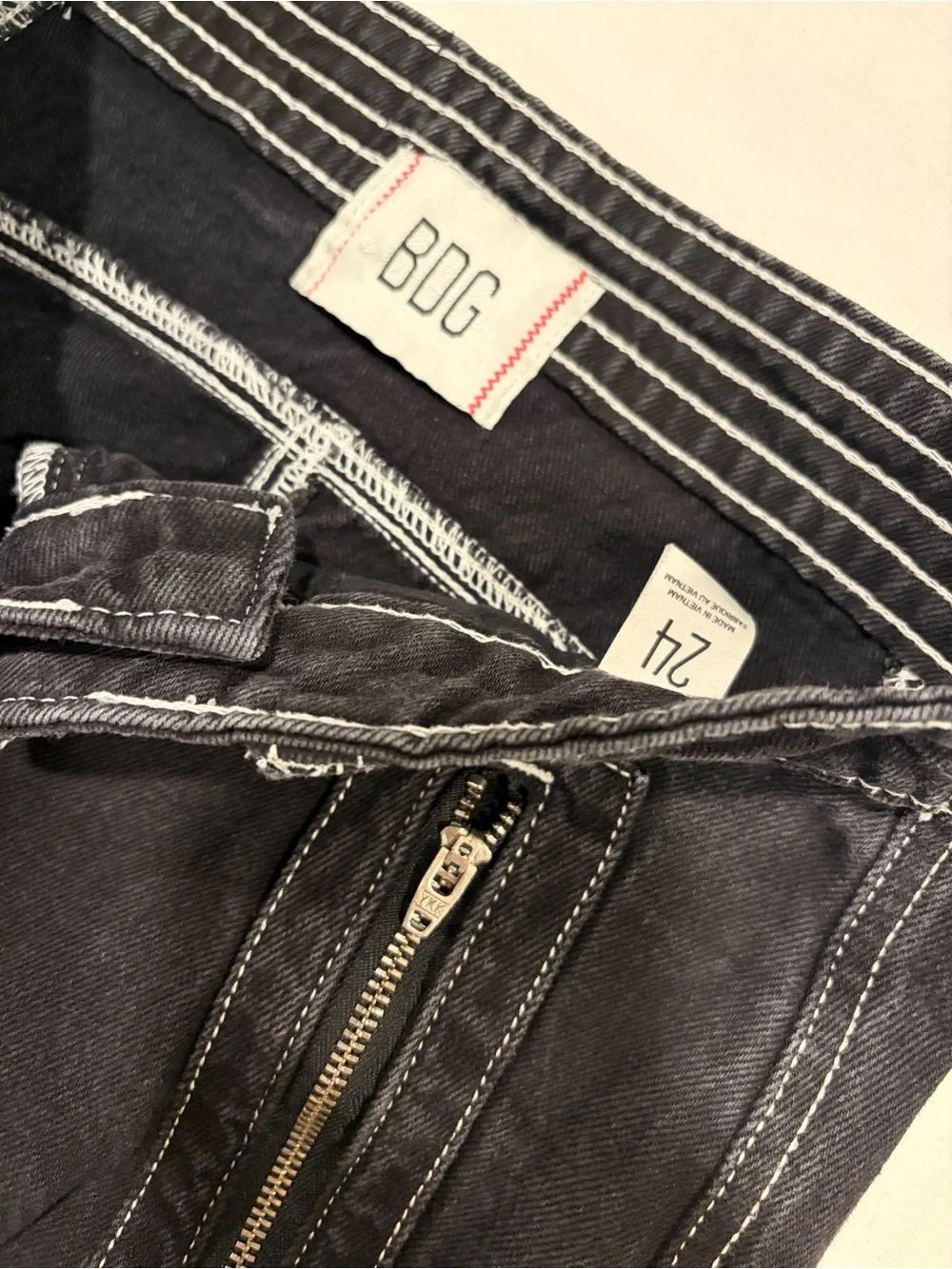 BDG Black Pants with White Contrast Stitching Detail